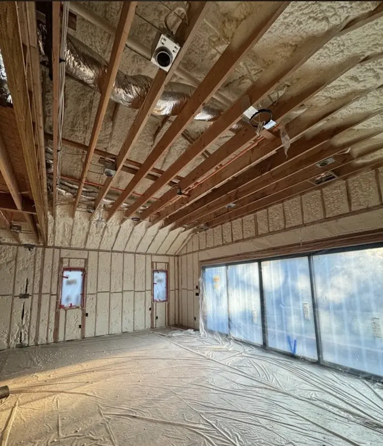 Interior walls and ceiling insulated with spray foam during new construction in Ladson